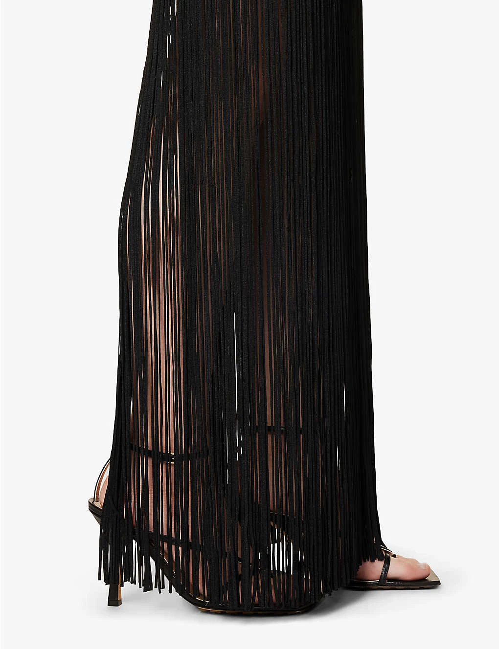 HERVE LEGER V-neck Fringed Tiered Gown 5 HERVE LEGER V-neck Fringed Tiered Gown - Image 5