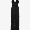 HERVE LEGER V-neck Fringed Tiered Gown