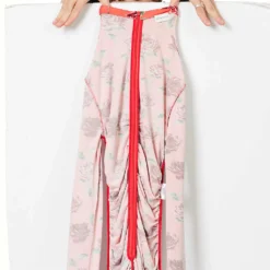 Magda Butrym Flower-embellished High-neck Stretch-woven Mini Dress -Outlet Pique Style Store R04183238 RED ALT04