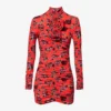 Magda Butrym Flower-embellished High-neck Stretch-woven Mini Dress