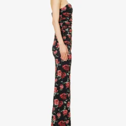 Magda Butrym Floral-print Strapless Stretch-woven Maxi Dress 7 Magda Butrym Floral-print Strapless Stretch-woven Maxi Dress -Outlet Pique Style Store R04183240 BLACK ALT02