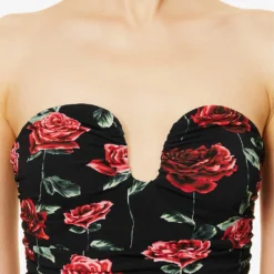 Magda Butrym Floral-print Strapless Stretch-woven Maxi Dress 9 Magda Butrym Floral-print Strapless Stretch-woven Maxi Dress -Outlet Pique Style Store R04183240 BLACK ALT04