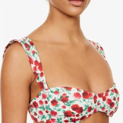 Magda Butrym Floral-pattern Sweetheart-neck Bikini Top -Outlet Pique Style Store R04183254 CREAM ALT03