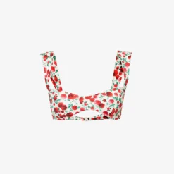 Magda Butrym Floral-pattern Sweetheart-neck Bikini Top