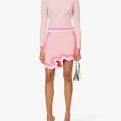 Salem Wavy Asymmetrical Recycled Viscose-blend Mini Skirt -Outlet Pique Style Store R04183694 CHIFFONPINK ALT01