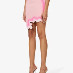 Salem Wavy Asymmetrical Recycled Viscose-blend Mini Skirt -Outlet Pique Style Store R04183694 CHIFFONPINK ALT02