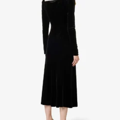 Philosophy Di Lorenzo Serafini V-neck Flared-skirt Velvet Midi Dress -Outlet Pique Style Store R04183940 FANTASYPRINTBLACK ALT03