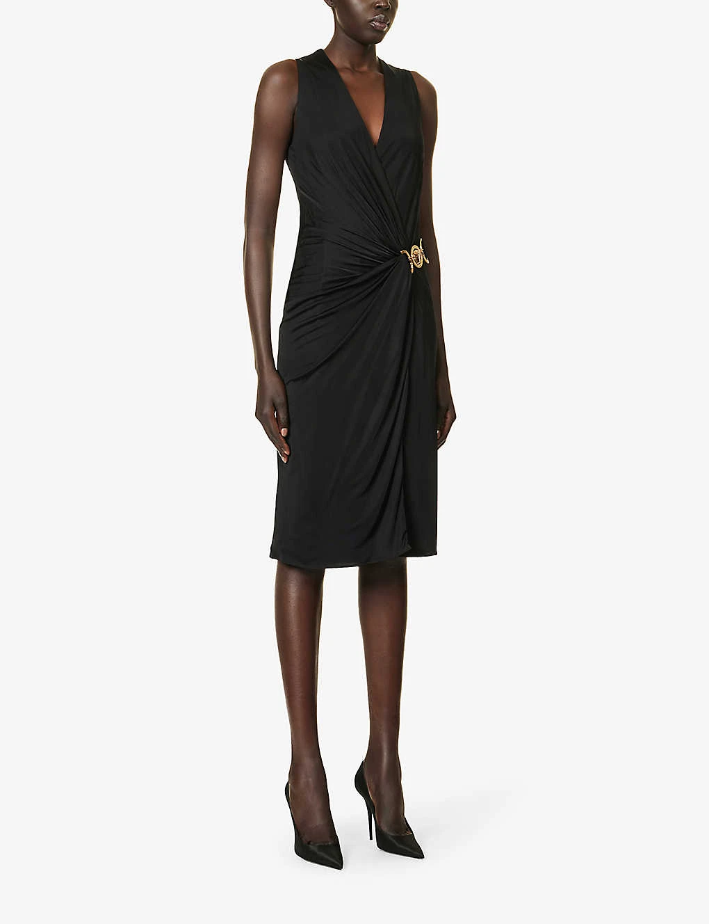 Versace Medusa Clasp-fastened Slim-fit Jersey Midi Dress 3 Versace Medusa Clasp-fastened Slim-fit Jersey Midi Dress - Image 3
