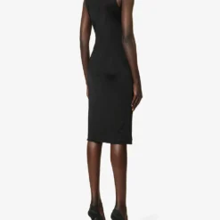 Versace Medusa Clasp-fastened Slim-fit Jersey Midi Dress 8 Versace Medusa Clasp-fastened Slim-fit Jersey Midi Dress -Outlet Pique Style Store R04185116 BLACK ALT03