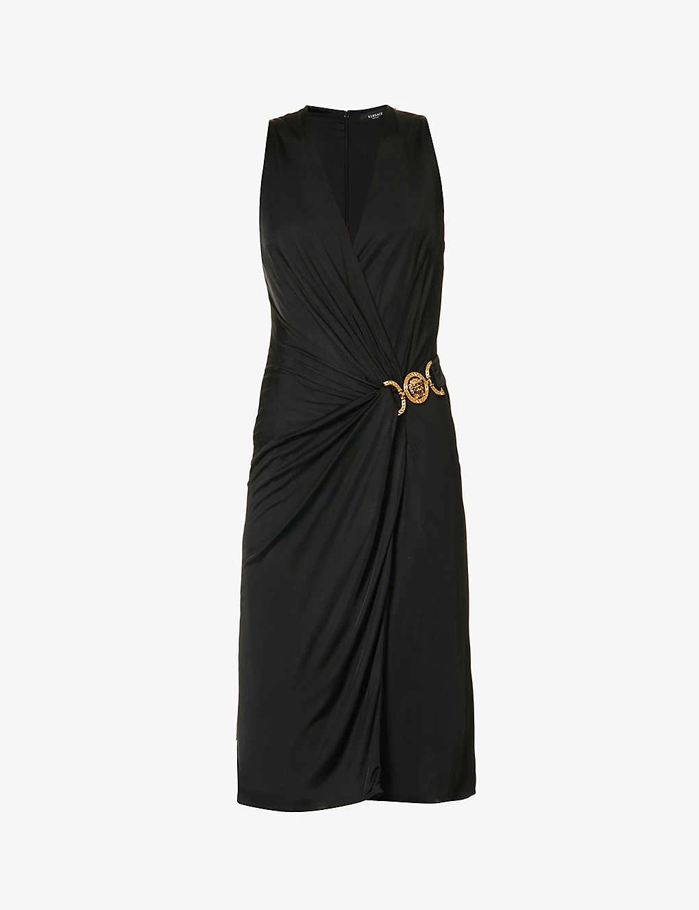 Versace Medusa Clasp-fastened Slim-fit Jersey Midi Dress 1 Versace Medusa Clasp-fastened Slim-fit Jersey Midi Dress