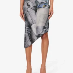 Vero Graphic-print Stretch-woven Midi Skirt 7 Vero Graphic-print Stretch-woven Midi Skirt -Outlet Pique Style Store R04185509 NEWSPAPERTROMPE ALT02