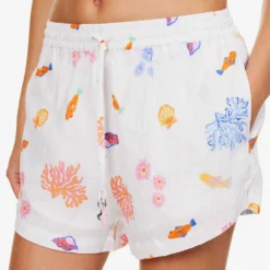 Seafolly Under The Sea Printed Linen Shorts -Outlet Pique Style Store R04185690 WHITE ALT04