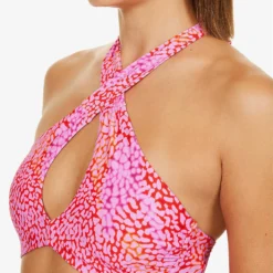 Seafolly Sea Skin Graphic-print Recycled-nylon-blend Bikini Top -Outlet Pique Style Store R04185696 FUCHSIAROSE ALT03