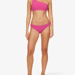 Seafolly Sea Dive Crinkled Mid-rise Bikini Bottoms -Outlet Pique Style Store R04185699 FUCHSIAROSE ALT01