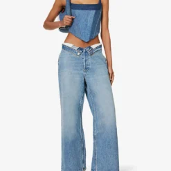 Madison Asymmetric-waistband Wide-leg High-rise Jeans -Outlet Pique Style Store R04185907 LUCA ALT01