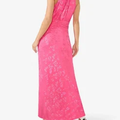 Camilla Halterneck Floral-jacquard Woven Maxi Dress 5 Camilla Halterneck Floral-jacquard Woven Maxi Dress -Outlet Pique Style Store R04185915 PINK ALT02