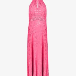 Camilla Halterneck Floral-jacquard Woven Maxi Dress