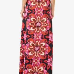 Moroccan Rose Printed Skirt 5 Moroccan Rose Printed Skirt -Outlet Pique Style Store R04185930 BLACK ALT02