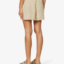 Lui Striped Woven Shorts 8 Lui Striped Woven Shorts -Outlet Pique Style Store R04186461 PALEYELLOWBLACKSTRIPE ALT03