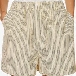 Lui Striped Woven Shorts 9 Lui Striped Woven Shorts -Outlet Pique Style Store R04186461 PALEYELLOWBLACKSTRIPE ALT04