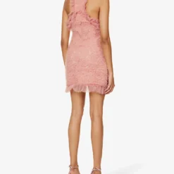 Cut-out Textured Stretch-woven Mini Dress -Outlet Pique Style Store R04186756 PINK ALT03