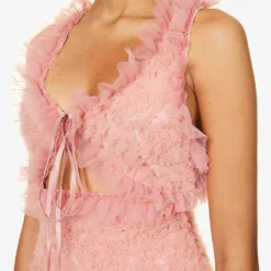 Cut-out Textured Stretch-woven Mini Dress -Outlet Pique Style Store R04186756 PINK ALT04