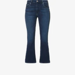 Jodi Crop Flared-leg High-rise Cotton-blend Jeans