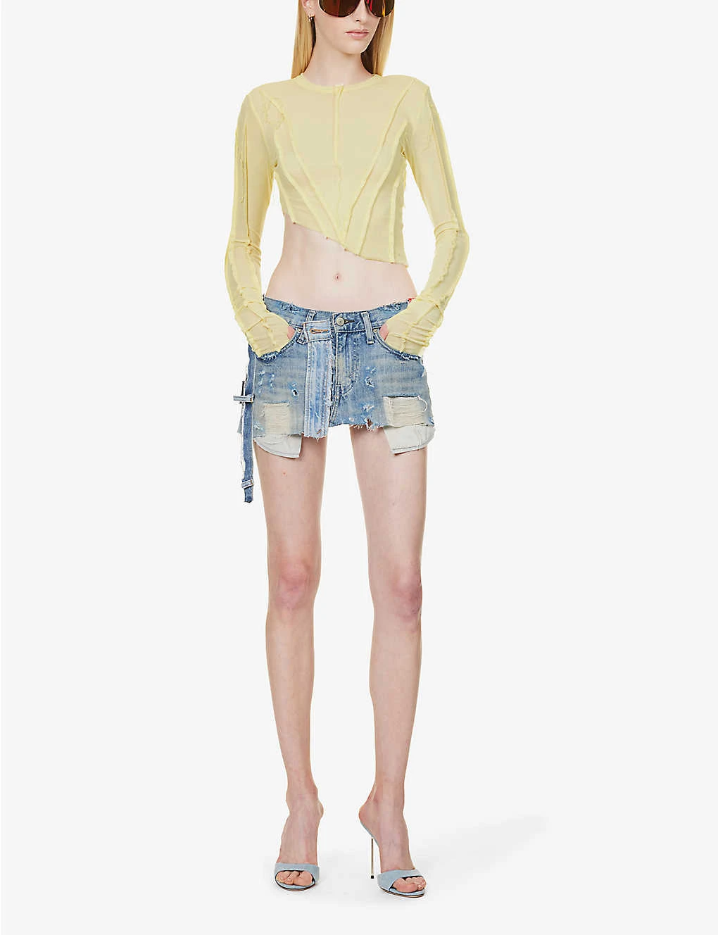 Asymmetric Raw-hem Stretch-woven Top 2 Asymmetric Raw-hem Stretch-woven Top - Image 2