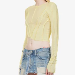 Asymmetric Raw-hem Stretch-woven Top 8 Asymmetric Raw-hem Stretch-woven Top -Outlet Pique Style Store R04186818 YELLOW ALT02