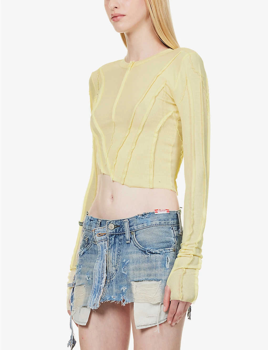 Asymmetric Raw-hem Stretch-woven Top 3 Asymmetric Raw-hem Stretch-woven Top - Image 3