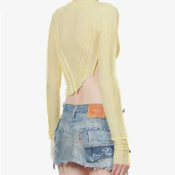 Asymmetric Raw-hem Stretch-woven Top 9 Asymmetric Raw-hem Stretch-woven Top -Outlet Pique Style Store R04186818 YELLOW ALT03