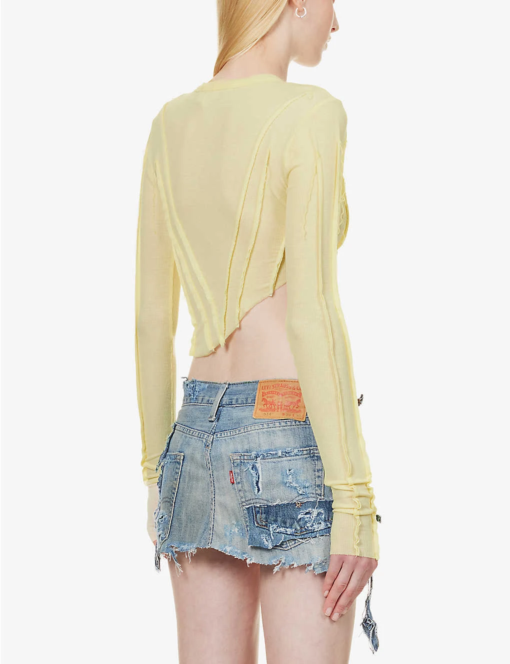 Asymmetric Raw-hem Stretch-woven Top 4 Asymmetric Raw-hem Stretch-woven Top - Image 4
