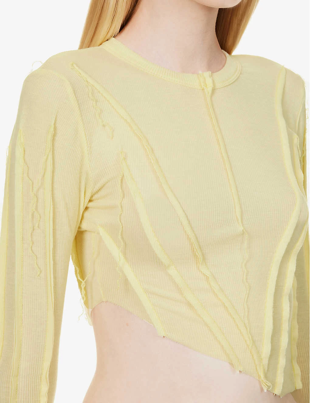 Asymmetric Raw-hem Stretch-woven Top 6 Asymmetric Raw-hem Stretch-woven Top - Image 6