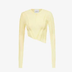 Asymmetric Raw-hem Stretch-woven Top