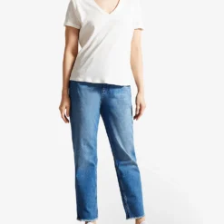 Ted Baker Laliita V-neck Short-sleeve Cotton-linen T-shirt -Outlet Pique Style Store R04186859 WHITE ALT01