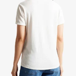 Ted Baker Laliita V-neck Short-sleeve Cotton-linen T-shirt -Outlet Pique Style Store R04186859 WHITE ALT03