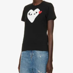 Comme Des Garçons Play Heart-appliqué Regular-fit Cotton-jersey T-shirt -Outlet Pique Style Store R04186989 BLACK ALT02