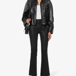 FRAME The Jetset Flared High-rise Stretch-denim Jeans 6 FRAME The Jetset Flared High-rise Stretch-denim Jeans -Outlet Pique Style Store R04187453 NOIRCOATED ALT01