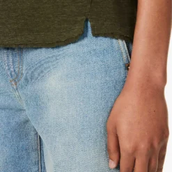 FRAME Easy True Distressed-trim Organic-linen T-shirt -Outlet Pique Style Store R04187488 SURPLUS ALT04