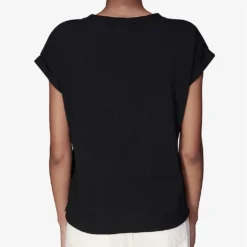 Whistles Willa V-neck Organic-cotton T-shirt -Outlet Pique Style Store R04187560 BLACK ALT03