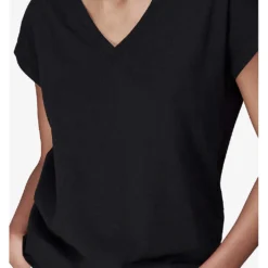 Whistles Willa V-neck Organic-cotton T-shirt -Outlet Pique Style Store R04187560 BLACK ALT04