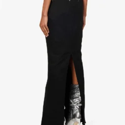 ROTATE Birger Christensen Crystal-fringe Organic-cotton Maxi Skirt 9 ROTATE Birger Christensen Crystal-fringe Organic-cotton Maxi Skirt -Outlet Pique Style Store R04188252 BLACK ALT03