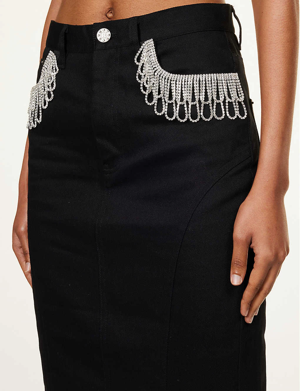 ROTATE Birger Christensen Crystal-fringe Organic-cotton Maxi Skirt 5 ROTATE Birger Christensen Crystal-fringe Organic-cotton Maxi Skirt - Image 5