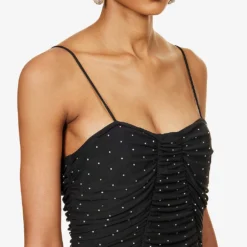 ROTATE Birger Christensen Crystal-embellished Recycled-polyester Midi Dress -Outlet Pique Style Store R04188256 BLACK ALT04