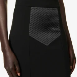 Dolce & Gabbana Contrast-panel High-waist Slim-fit Stretch-woven Midi Skirt -Outlet Pique Style Store R04188990 NERO ALT04