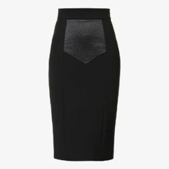 Dolce & Gabbana Contrast-panel High-waist Slim-fit Stretch-woven Midi Skirt