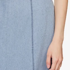 Amy Pleated-hem Upcycled-cotton Midi Skirt -Outlet Pique Style Store R04189124 LIGHTBLUE ALT04