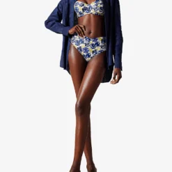Ted Baker Pippea Graphic-print Balconette Stretch-woven Bikini Top -Outlet Pique Style Store R04189296 BLUE ALT01