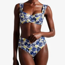 Ted Baker Pippea Graphic-print Balconette Stretch-woven Bikini Top -Outlet Pique Style Store R04189296 BLUE ALT02