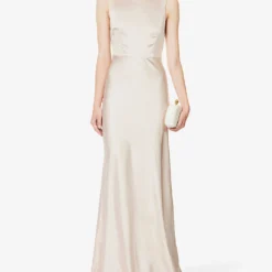 Cowl-back Sleeveless Satin Maxi Dress -Outlet Pique Style Store R04189830 OYSTER ALT01